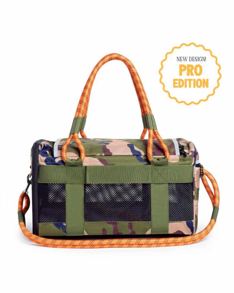 Bags + Carriers |   Out-Of-Offfice Pet Carrier Pro Edition In Camo With Orange Straps Bags + Carriers Bags + Carriers