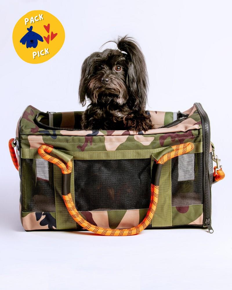 Bags + Carriers |   Out-Of-Office Dog Carrier In Camo With Orange Straps Bags + Carriers Bags + Carriers