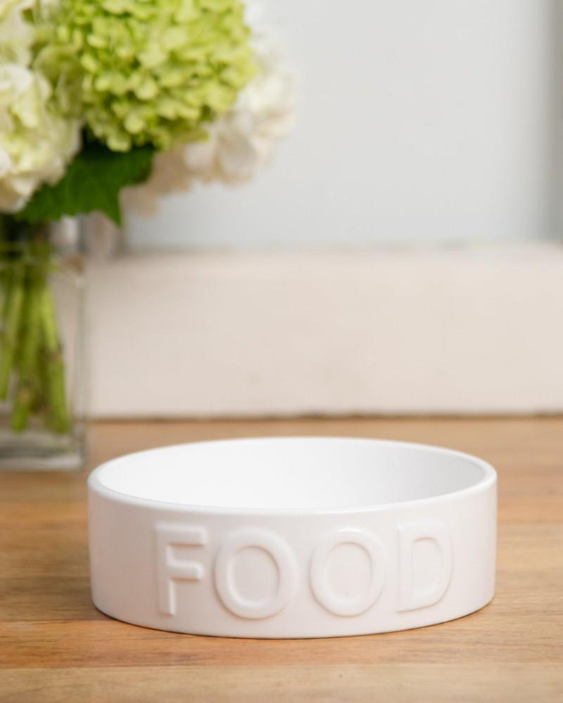 Bowls + Placemats |   Classic Food Ceramic Pet Bowl In White Bowls + Placemats Bowls + Placemats