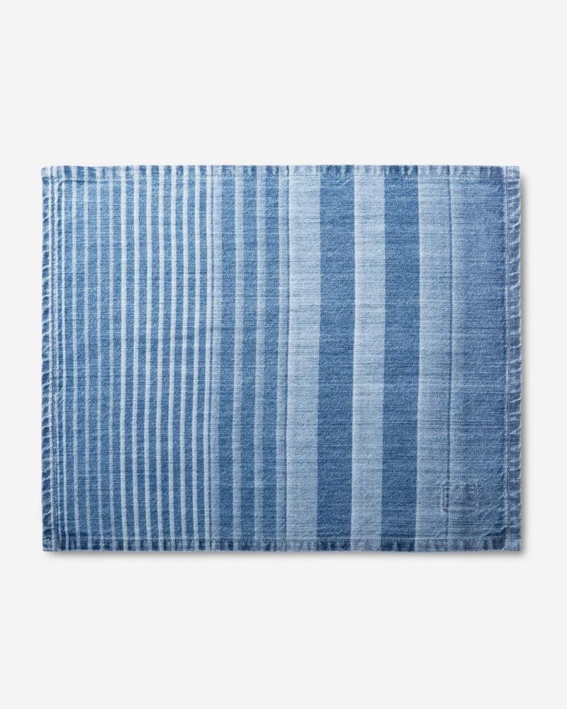 Bowls + Placemats |   Striped Denim Placemat In Light Wash (Made In The Usa) Bowls + Placemats