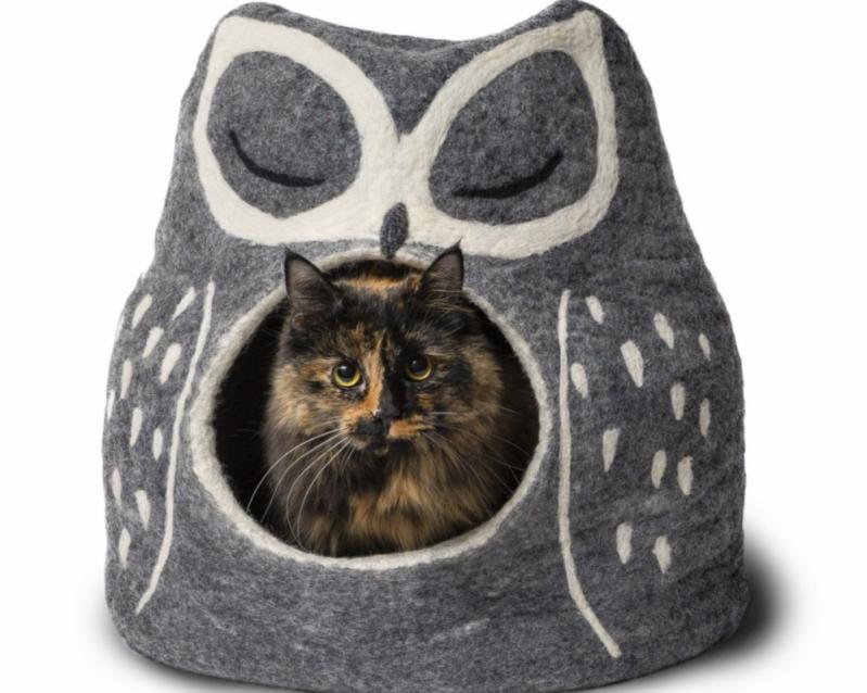 Cat |   Grey Owl Wool Pet Cave Cat Cat