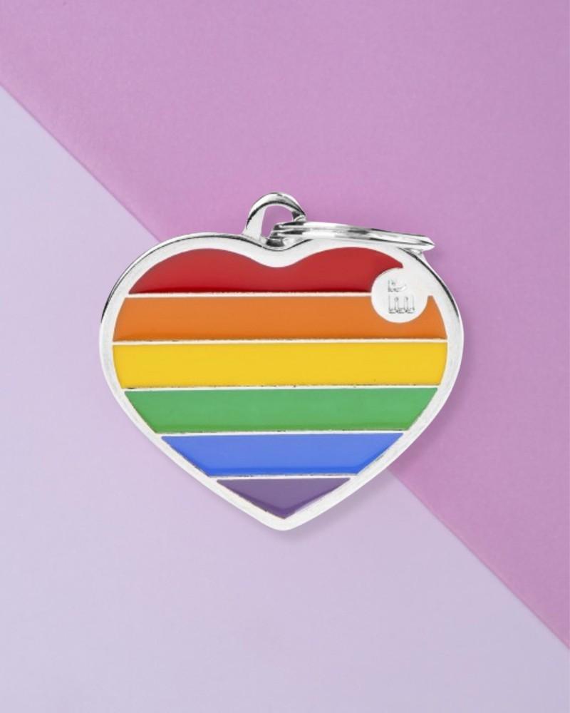 Charms + Tags |   Rainbow Heart Custom Pet Id Tag Charms + Tags Charms + Tags