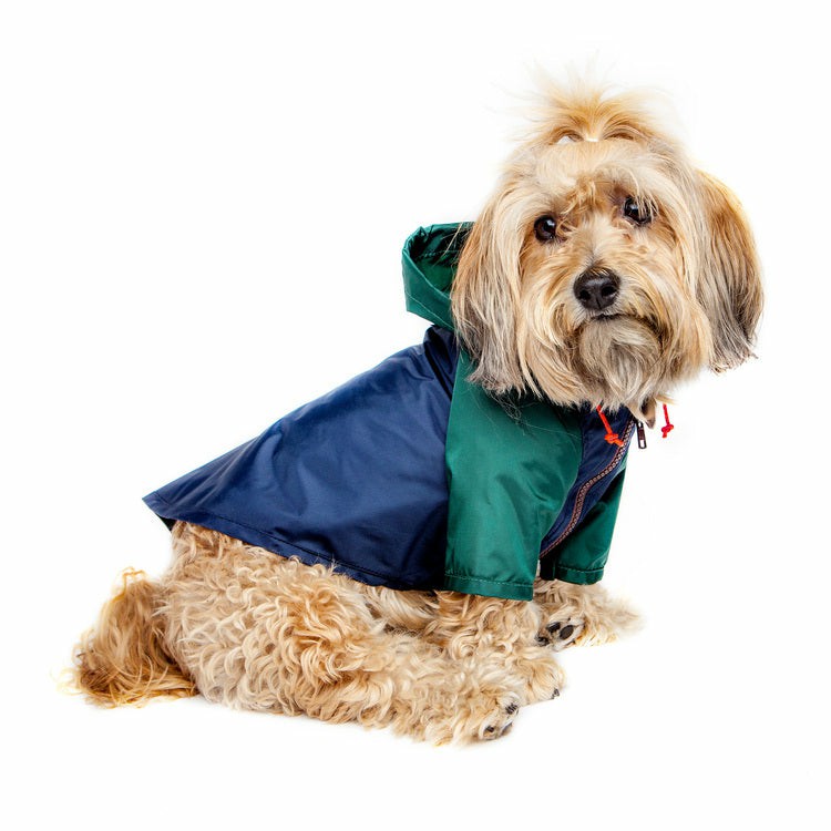 Coats, Jackets + Outwear |   Nylon Colorblock Dog Rainbreaker In Hunter Green & Navy (Exclusive To Dog & Co.) Coats, Jackets + Outwear Coats, Jackets + Outwear