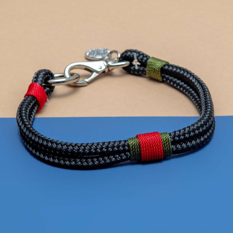 Collars |   Black, Red & Olive Rope Dog Collar (Made In The Usa) (Final Sale) Collars Collars