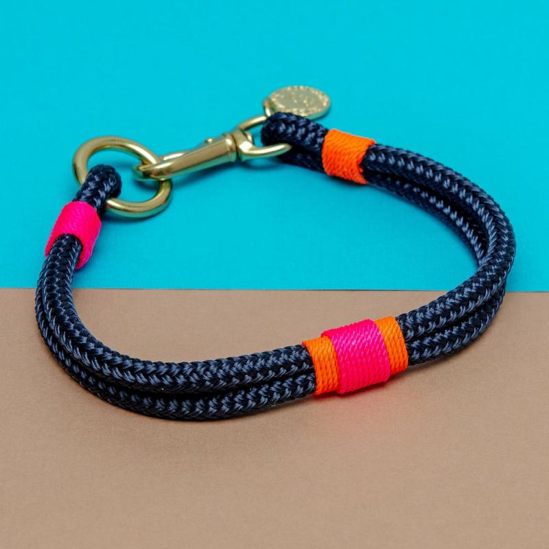 Collars |   Navy, Neon Pink & Neon Orange Rope Dog Collar (Made In The Usa) (Final Sale) Collars Collars