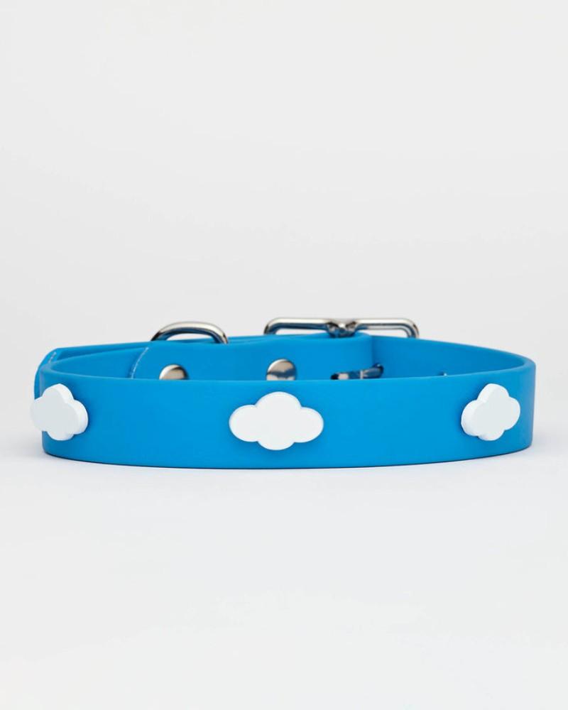 Collars |   Sky Blue Vegan Leather Dog Collar With Clouds (Made In Canada) Collars Collars