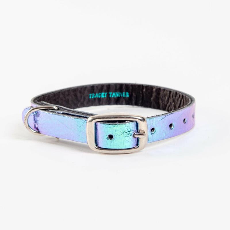 Collars |   The Cleo Leather Tag Collar In Mermaid Crackle (Dog & Co. Exclusive) Collars Collars