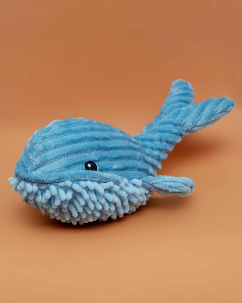 Plush + Squeaky Toys |   Blue Bay Whale Squeaky Push Dog Toy Play Plush + Squeaky Toys