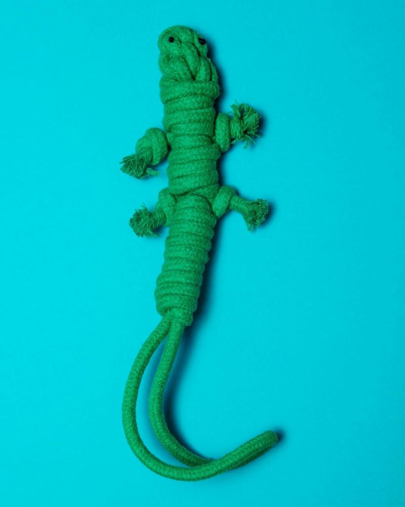 Rope, Rubber + Tough Toys |   Homemade Eco-Friendly Green Lizard Dog Rope Toy Play Rope, Rubber + Tough Toys