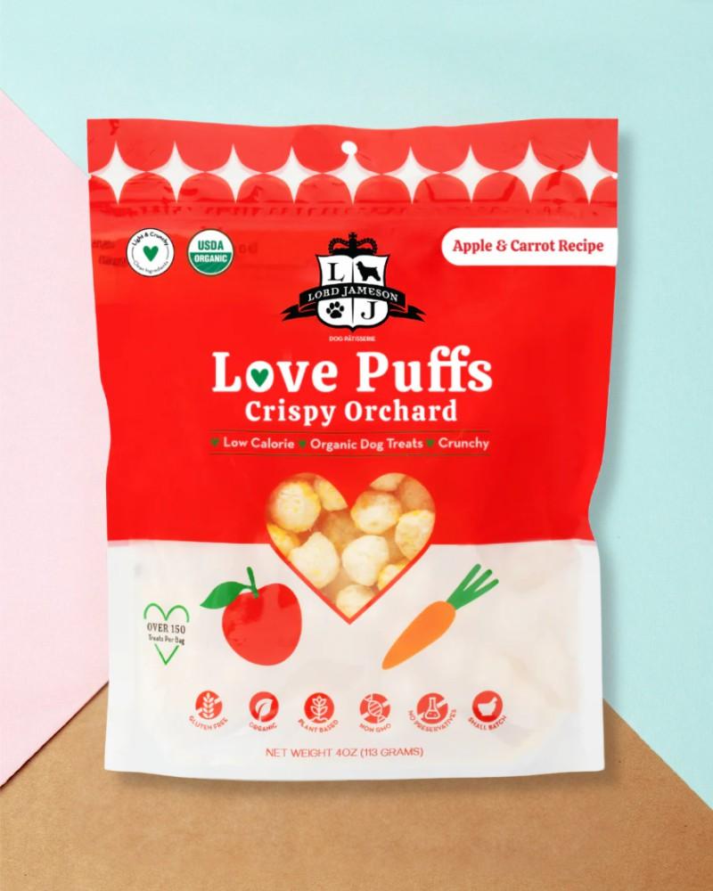 Treats + Snacks |   Crispy Orchard Love Puffs Organic Dog Treats Eat Treats + Snacks