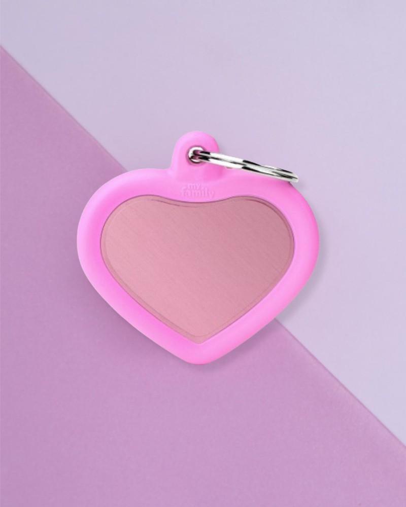 Charms + Tags |   Hushtag Pink Aluminum Heart Custom Pet Id Tag Charms + Tags Charms + Tags